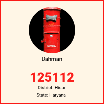 Dahman pin code, district Hisar in Haryana