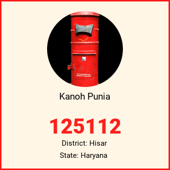 Kanoh Punia pin code, district Hisar in Haryana