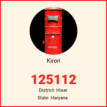 Kirori pin code, district Hisar in Haryana