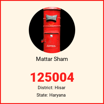 Mattar Sham pin code, district Hisar in Haryana