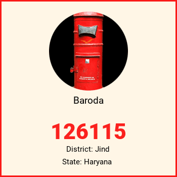 Baroda pin code, district Jind in Haryana