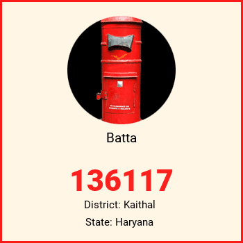 Batta pin code, district Kaithal in Haryana