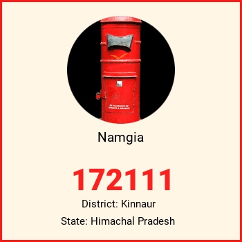 Namgia pin code, district Kinnaur in Himachal Pradesh