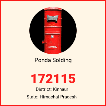 Ponda Solding pin code, district Kinnaur in Himachal Pradesh