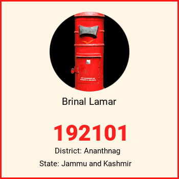 Brinal Lamar pin code, district Ananthnag in Jammu and Kashmir