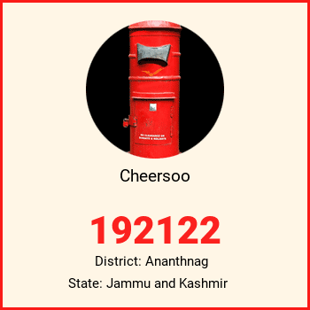Cheersoo pin code, district Ananthnag in Jammu and Kashmir