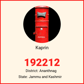Kaprin pin code, district Ananthnag in Jammu and Kashmir