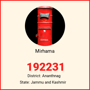 Mirhama pin code, district Ananthnag in Jammu and Kashmir