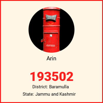 Arin pin code, district Baramulla in Jammu and Kashmir