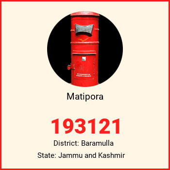 Matipora pin code, district Baramulla in Jammu and Kashmir