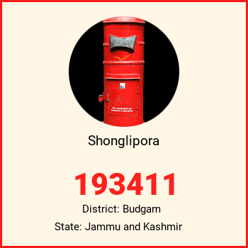 Shonglipora pin code, district Budgam in Jammu and Kashmir