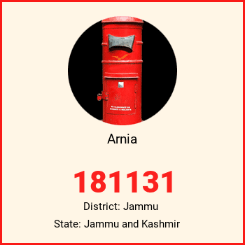 Arnia pin code, district Jammu in Jammu and Kashmir