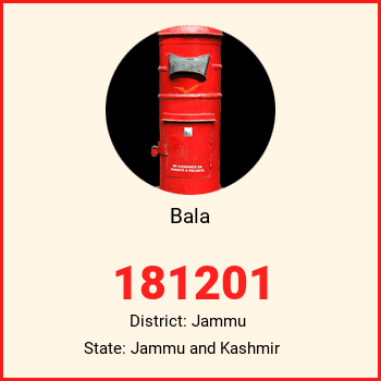 Bala pin code, district Jammu in Jammu and Kashmir
