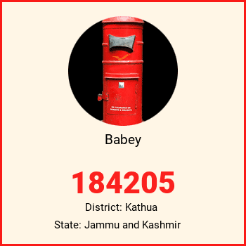 Babey pin code, district Kathua in Jammu and Kashmir