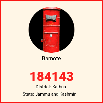 Barnote pin code, district Kathua in Jammu and Kashmir