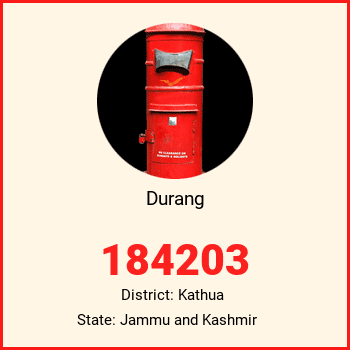Durang pin code, district Kathua in Jammu and Kashmir