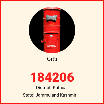 Gitti pin code, district Kathua in Jammu and Kashmir