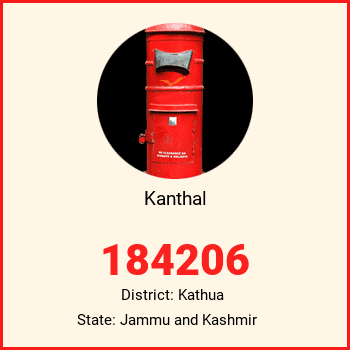 Kanthal pin code, district Kathua in Jammu and Kashmir