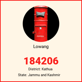 Lowang pin code, district Kathua in Jammu and Kashmir