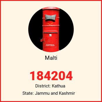 Malti pin code, district Kathua in Jammu and Kashmir