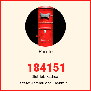 Parole pin code, district Kathua in Jammu and Kashmir