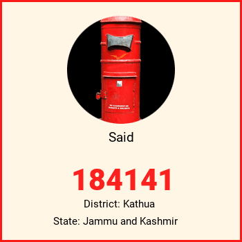 Said pin code, district Kathua in Jammu and Kashmir