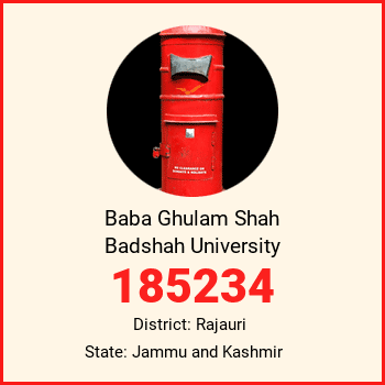 Baba Ghulam Shah Badshah University pin code, district Rajauri in Jammu and Kashmir