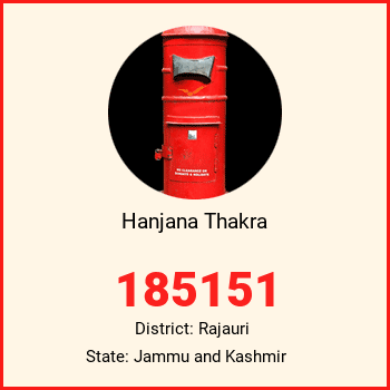 Hanjana Thakra pin code, district Rajauri in Jammu and Kashmir
