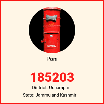 Poni pin code, district Udhampur in Jammu and Kashmir