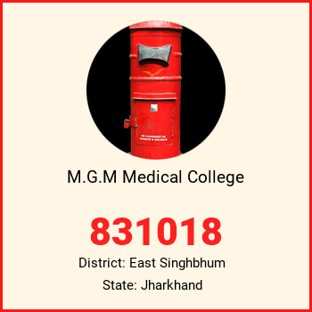 M.G.M Medical College pin code, district East Singhbhum in Jharkhand