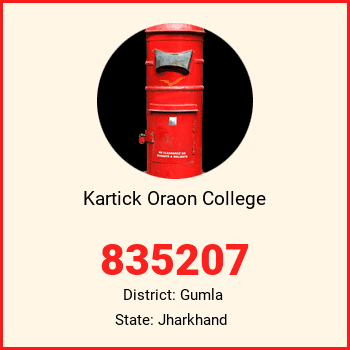 Kartick Oraon College pin code, district Gumla in Jharkhand