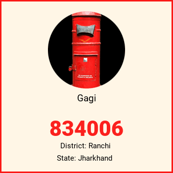 Gagi pin code, district Ranchi in Jharkhand