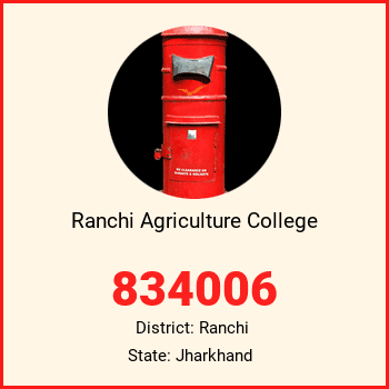 Ranchi Agriculture College pin code, district Ranchi in Jharkhand