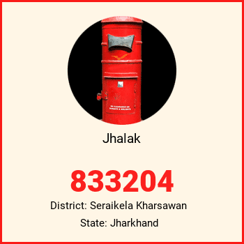 Jhalak pin code, district Seraikela Kharsawan in Jharkhand