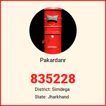 Pakardanr pin code, district Simdega in Jharkhand