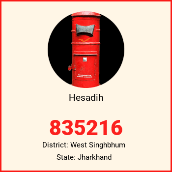 Hesadih pin code, district West Singhbhum in Jharkhand