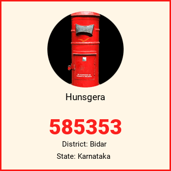 Hunsgera pin code, district Bidar in Karnataka