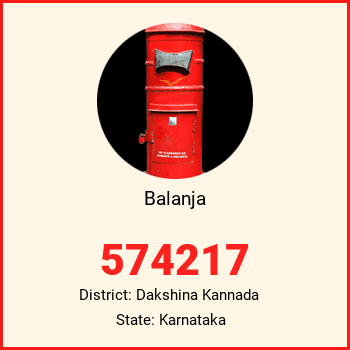 Balanja pin code, district Dakshina Kannada in Karnataka