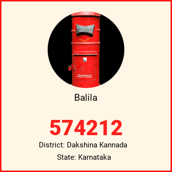 Balila pin code, district Dakshina Kannada in Karnataka