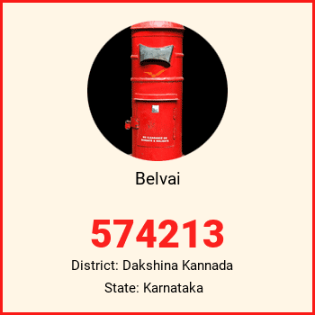 Belvai pin code, district Dakshina Kannada in Karnataka