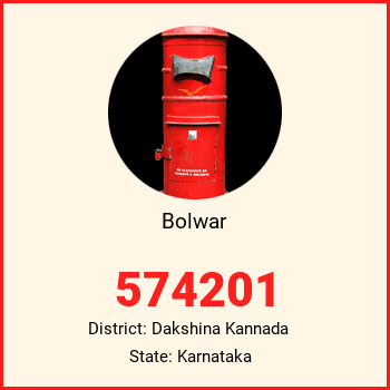 Bolwar pin code, district Dakshina Kannada in Karnataka