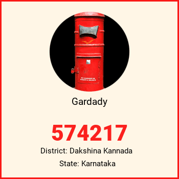 Gardady pin code, district Dakshina Kannada in Karnataka