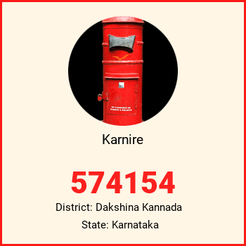 Karnire pin code, district Dakshina Kannada in Karnataka