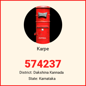 Karpe pin code, district Dakshina Kannada in Karnataka