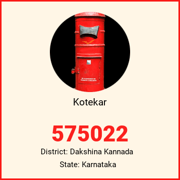 Kotekar pin code, district Dakshina Kannada in Karnataka