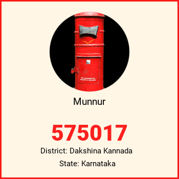 Munnur pin code, district Dakshina Kannada in Karnataka