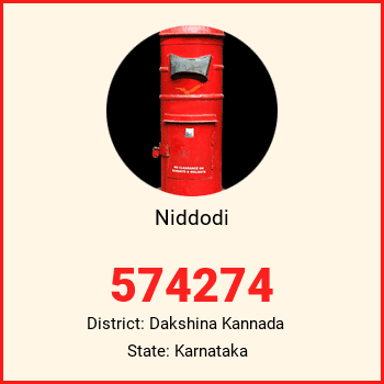 Niddodi pin code, district Dakshina Kannada in Karnataka