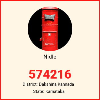 Nidle pin code, district Dakshina Kannada in Karnataka