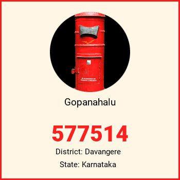 Gopanahalu pin code, district Davangere in Karnataka