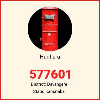 Harihara pin code, district Davangere in Karnataka